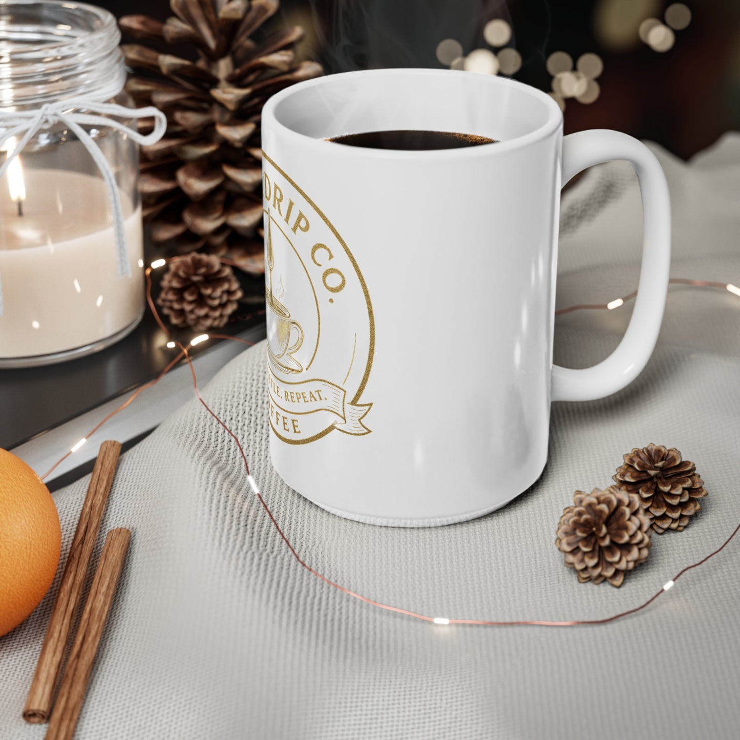 Coffee Mug with Inspirational Quote | Black Drip Co. | Gift for Coffee Lovers, Home Office Decor, Rise Hustle Repeat, Motivational Cup