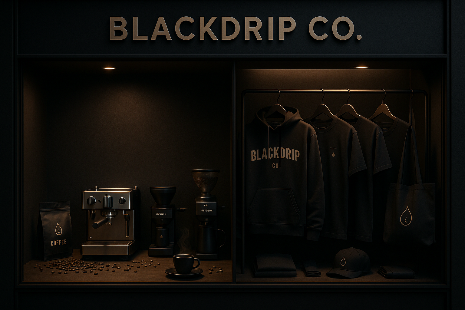 BLACK DRIP SHOP OF APPARELS AND COFFEE MATERIALS